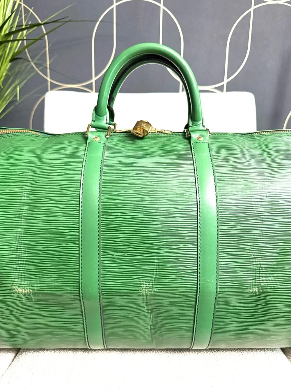 Authentic Louis Vuitton unisex Keepall 50 travel bag M42964 green Epi leather